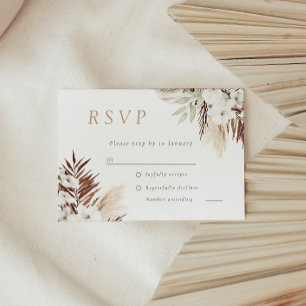 Divine Boho White Floral All Seasons Wedding RSVP Card