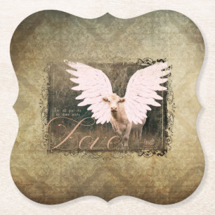 DIVINE BOVINE ANGEL COW COASTER LOVE VERSE SET 6
