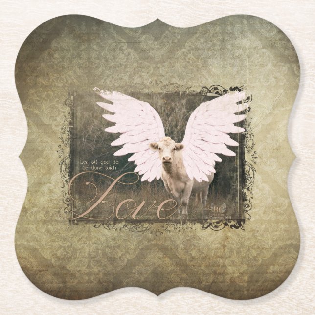 DIVINE BOVINE ANGEL COW COASTER LOVE VERSE SET 6 (Front)