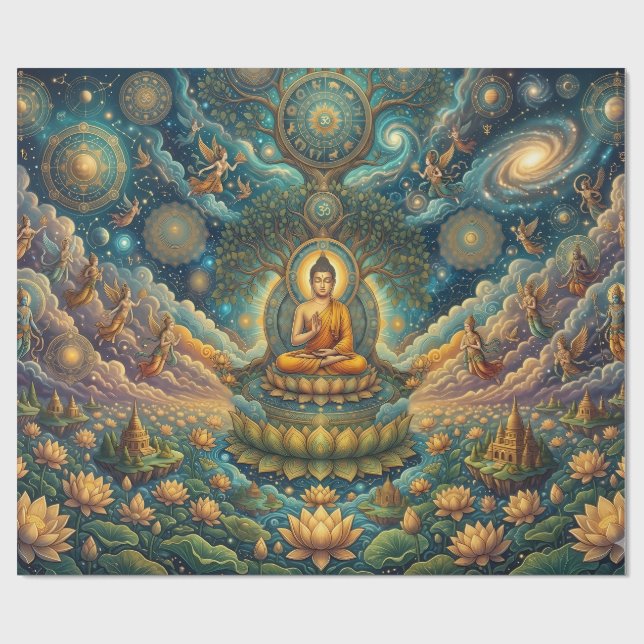 Divine Buddha in Deep Meditation Fine Art Wrapping Paper (Flat)