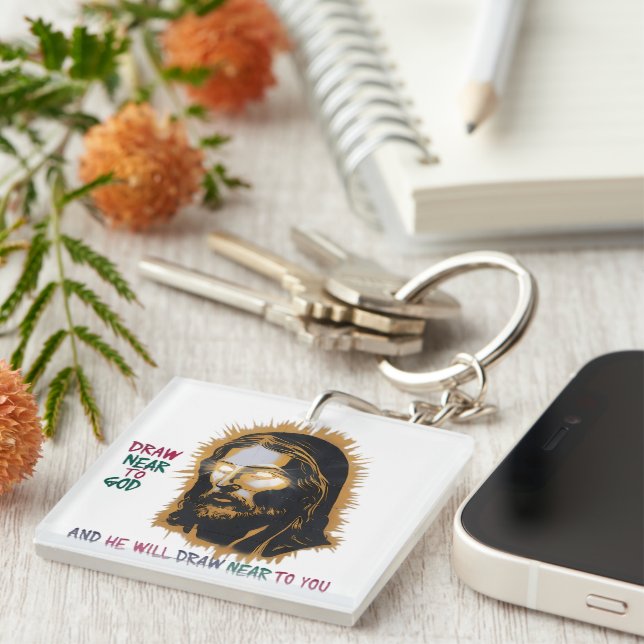 Divine Connection: Draw Near to God Keychain (Front Right)