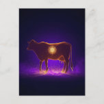 Divine Cow Silhouette | Govardhan Puja Spiritual Postcard