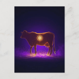 Divine Cow Silhouette   Govardhan Puja Spiritual Postcard