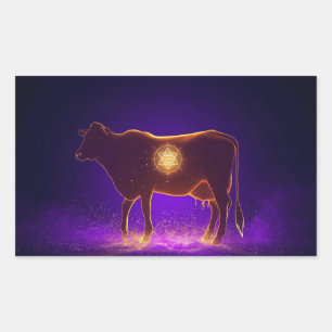 Divine Cow Silhouette Govardhan Puja Spiritual Rectangular Sticker