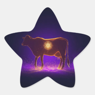 Divine Cow Silhouette   Govardhan Puja Spiritual Star Sticker