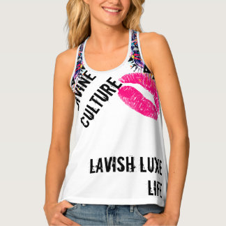 Divine Culture Colorful Big Cat Kisses Graphic Tank Top