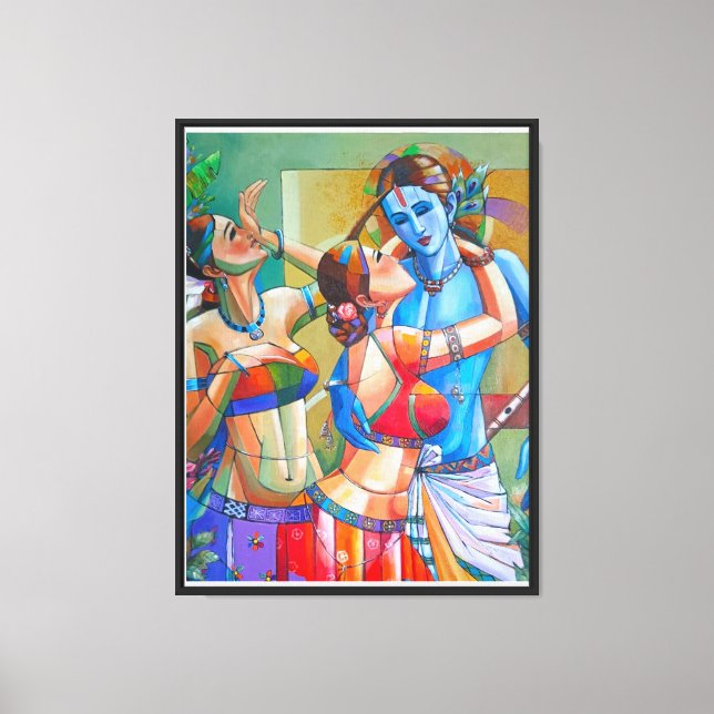 Divine Dance of Krishna Leela Canvas Print (Front)