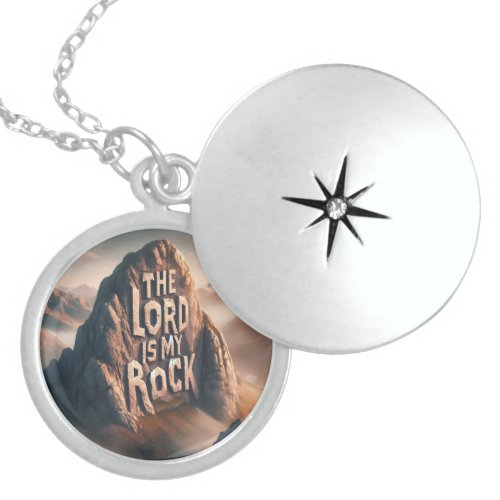 Divine Declaration The Lord Is My Rock Locket Necklace