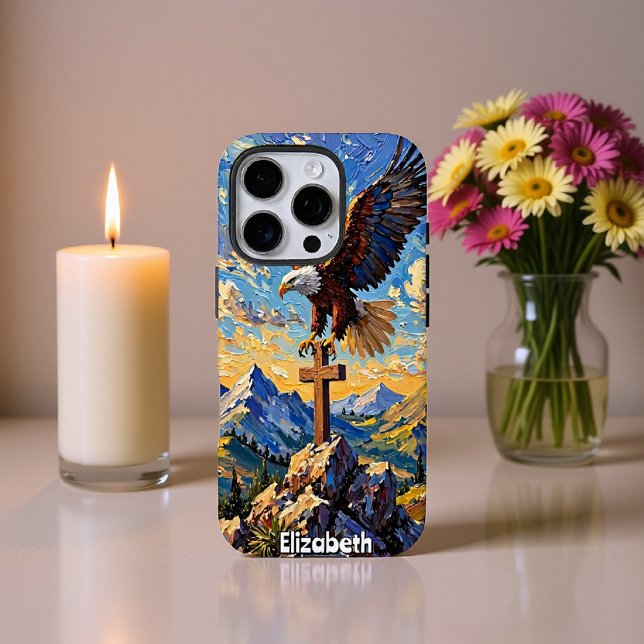 Divine Descent: Eagle on Cross Case-Mate iPhone Case (Creator Uploaded)