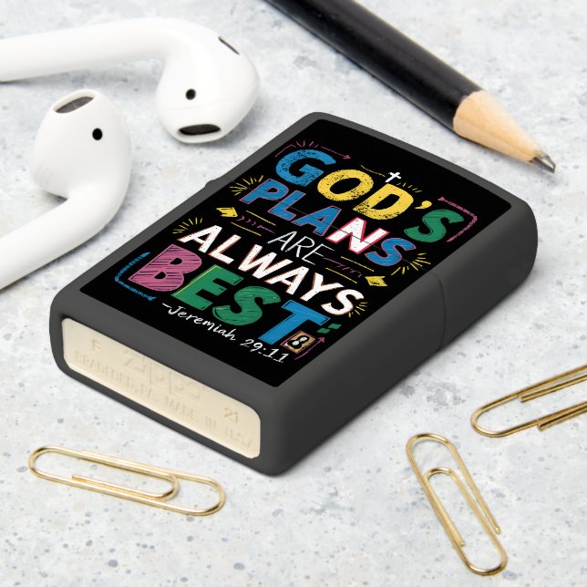 Divine Design: Gods Plans Are Always Best Zippo Lighter (On Table 2)