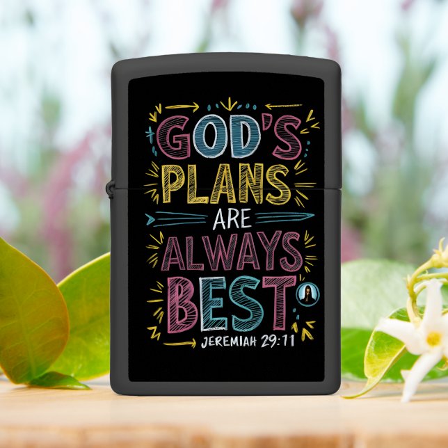 Divine Design: Gods Plans Are Always Best Zippo Lighter (On Table)