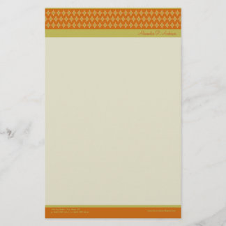 Divine Diamonds (tangerine) Customized Stationery