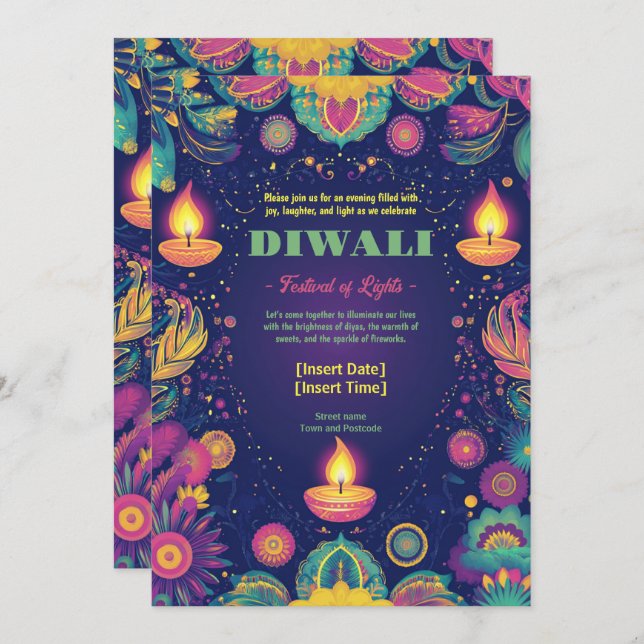 Divine Diwali Harmony Invitation (Front/Back)