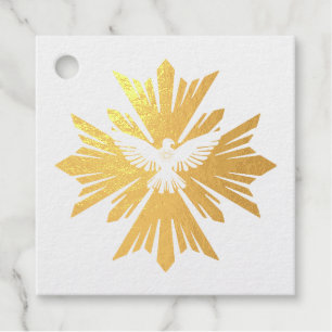 Divine dove of peace foil favor tags