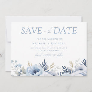 Divine Dusty Blue Floral Wedding Save The Date