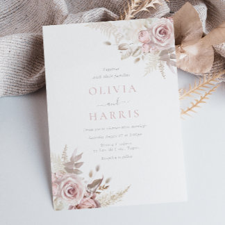Divine Dusty Rose Blush & Ivory Trending Wedding Invitation