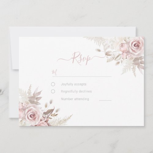 Divine Dusty Rose Blush Ivory Wedding Digital RSVP Invitation