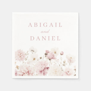 Divine Elegance: Blush Garden Floral Wedding  Napkins