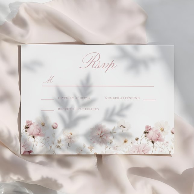 Divine Elegance: Blush Garden Floral Wedding RSVP Card (Creator Uploaded)