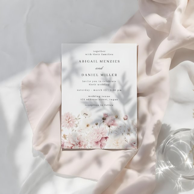 Divine Elegant Blush & White Floral Wedding Invitation (Creator Uploaded)