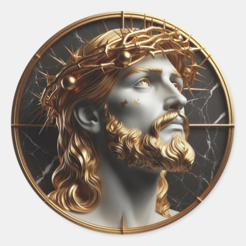 Divine Embellishment Jesus looking in the heavens  Classic Round Sticker