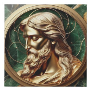 Divine Encounter Jesus Face in Ornate Gold Frame Faux Canvas Print