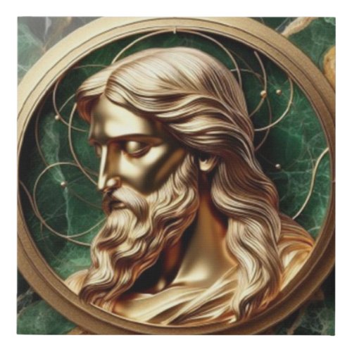 Divine Encounter Jesus Face in Ornate Gold Frame  Faux Canvas Print