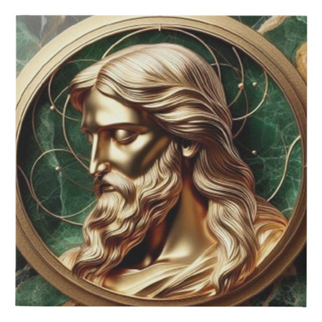 Divine Encounter Jesus Face in Ornate Gold Frame  Faux Canvas Print (Front)