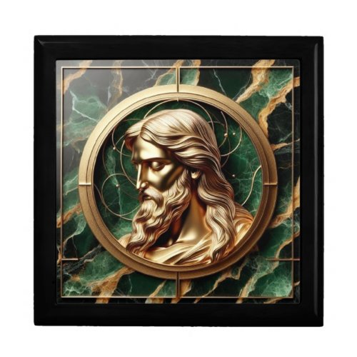 Divine Encounter Jesus Face in Ornate Gold Frame  Gift Box
