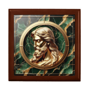 Divine Encounter Jesus Face in Ornate Gold Frame Gift Box