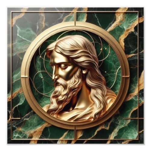 Divine Encounter Jesus Face in Ornate Gold Frame  Photo Print