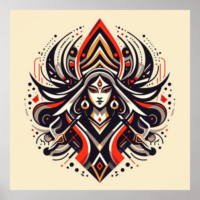  Divine Energy – Abstract Durga | Fraoula Poster (Front)