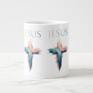 Divine Expression: The Cross of Jesus in Abstract  Giant Coffee Mug