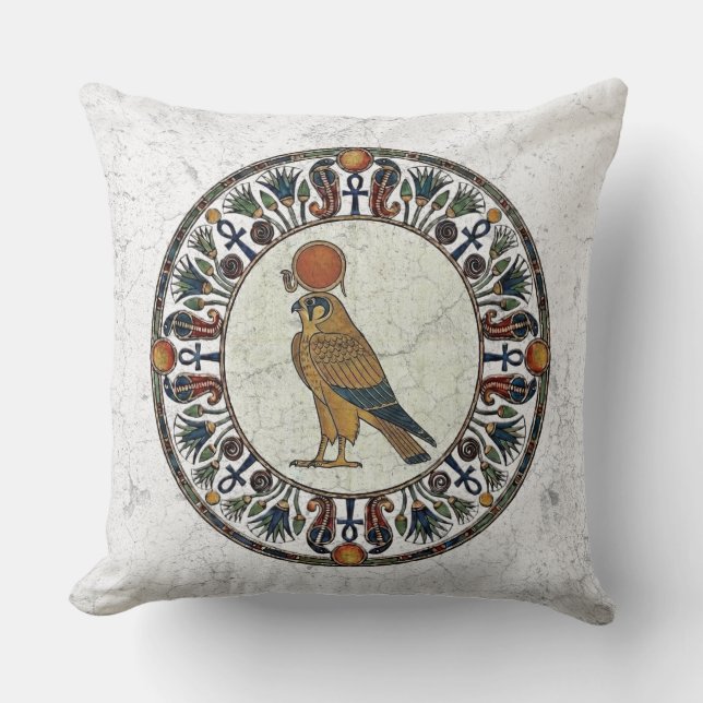 Divine Falcon of Horus | Royal Sky God Egyptian Throw Pillow (Front)