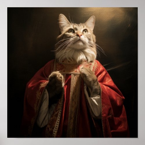Divine Feline Majesty The Cat of Jesus Poster