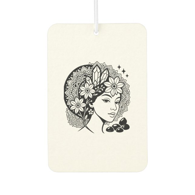 Divine Feminine Mandala Art Floral Crystal Goddess Air Freshener (Front)