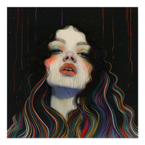 Divine Feminine Rainbow Black Glossy Art Poster