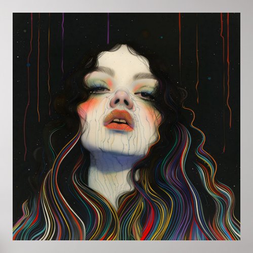 Divine Feminine Rainbow Black Matte Art Poster