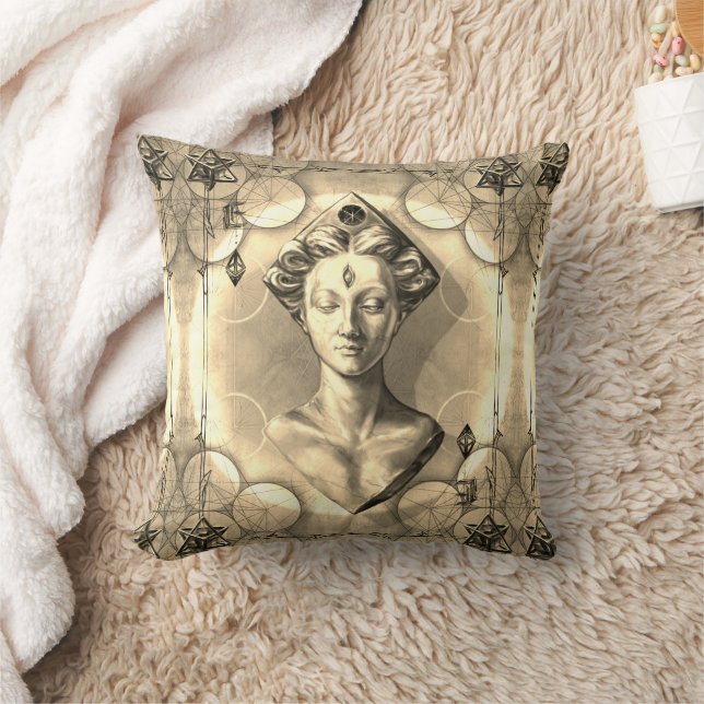 Divine Feminine sacred geometry fineart Throw Pillow (Blanket)