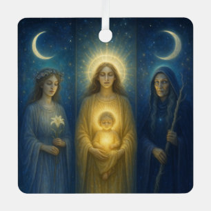 Divine Feminine Triptych  Metal Ornament