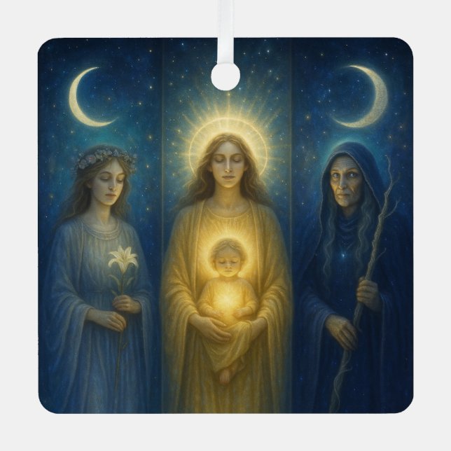 Divine Feminine Triptych  Metal Ornament (Front)