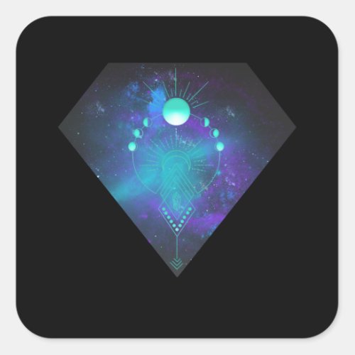 Divine Geometry Moon Phases Spirituality Square Sticker