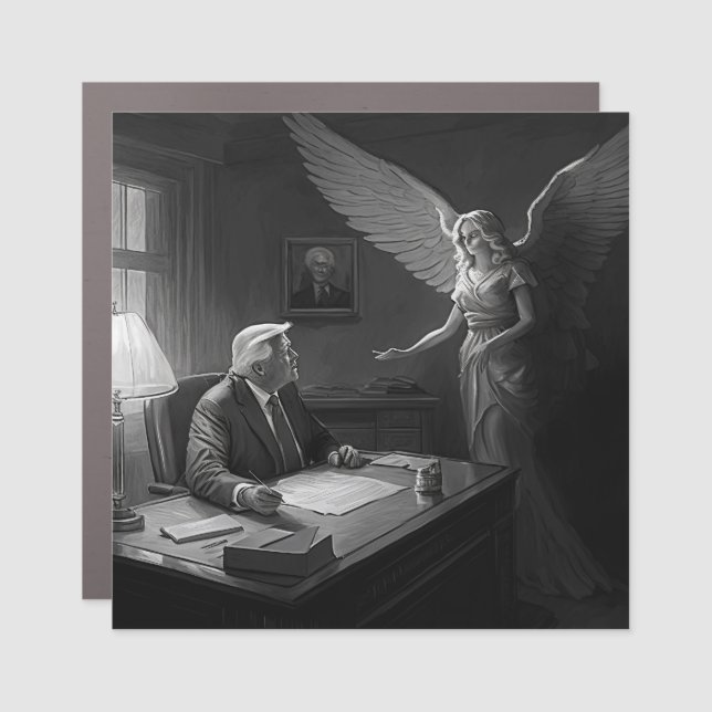 Divine Guidance: Donald Trump Advised by an Angel  Car Magnet (Front)