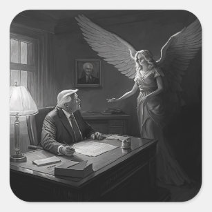 Divine Guidance: Donald Trump Advised by an Angel Square Sticker