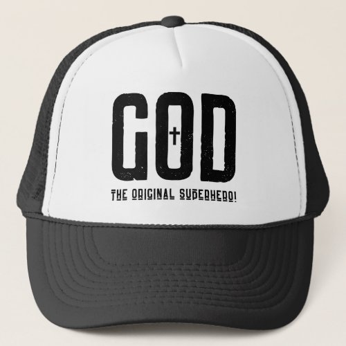 Divine Hero God The Original Superhero Faith Based Trucker Hat