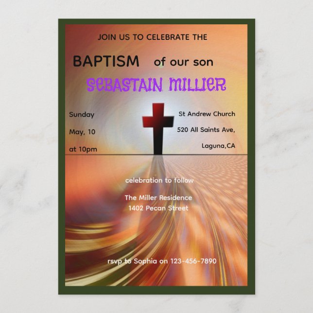 Divine Horizon Abstract Cross Baptism Invite (Front)