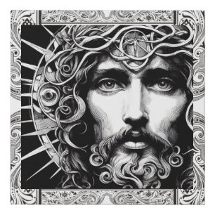 Divine Illumination: A Portrait in Etched Grace Faux Canvas Print