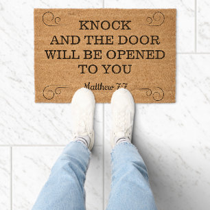 Divine Invitation Matthew 7:7 Fiber Doormat