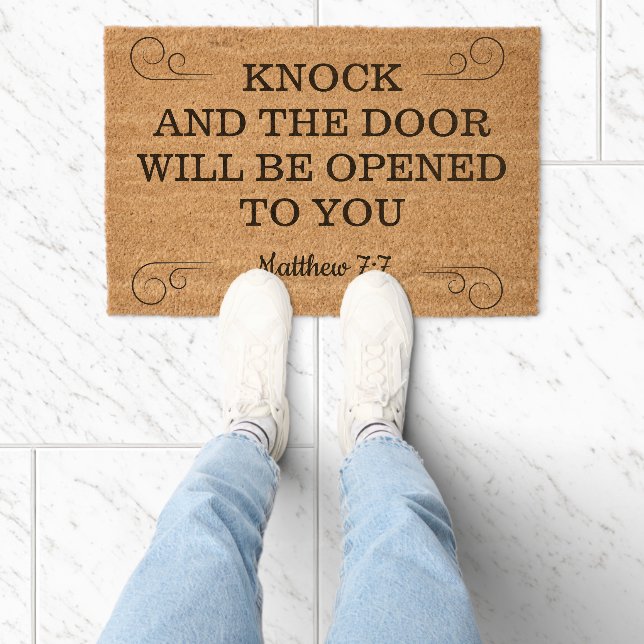 Divine Invitation Matthew 7:7 Fiber Doormat (Insitu)