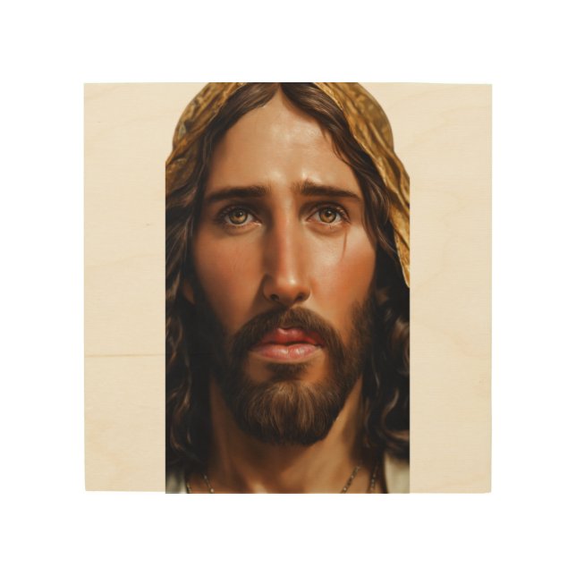 Divine Jesus Portrait Wood Wall Art (Front)